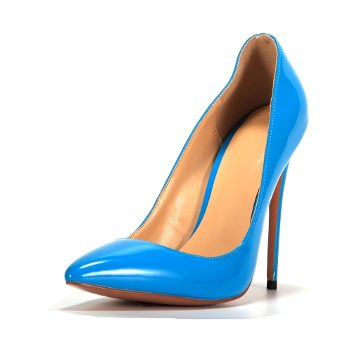 Scarpe col tacco a spillo a punta azzurre per donne in ufficio con tacco alto